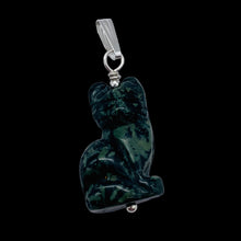 Load image into Gallery viewer, Adorable! Kambaba Jasper Carved Sitting Cat Sterling Silver Pendant