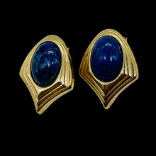 Load image into Gallery viewer, Sugilite Gold Tone Oval Earrings | 1x3/4 Inch | Blue | 1 Pair |

