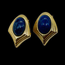 Load image into Gallery viewer, Sugilite Gold Tone Oval Earrings | 1x3/4 Inch | Blue | 1 Pair |