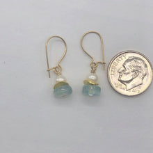 Load image into Gallery viewer, Aquamarine Pearl Drop 14K Gold Filled Earrings| 1 " Long | Blue White | 1 Pair |