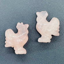 Load image into Gallery viewer, 2 Cute Carved Rose Quartz Rooster Beads