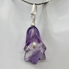 Load image into Gallery viewer, Lily! Natural Carved Amethyst Flower Sterling Silver Pendant |1 9/16 x 5/16" | - PremiumBead Primary Image 1
