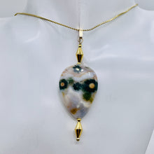 Load image into Gallery viewer, Ocean Jasper 14K Gold Filled Oval Pendant | 2 3/4" Long |White/Black | 1 Pendant