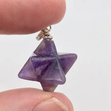 Load image into Gallery viewer, Kabbalah Carved Amethyst Merkaba Star and Sterling Silver Pendant 509288AMS - PremiumBead Alternate Image 7
