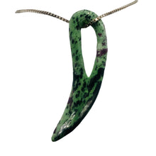 Load image into Gallery viewer, Ruby Zoisite Gemstone Comma Pendant | 94x28x6mm | Green/Red | 1 Pendant |