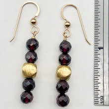 Load image into Gallery viewer, 14K Gold Filled Faceted Rhodolite Garnet Earrings | 1 3/4 inches long |