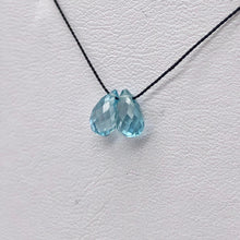 Load image into Gallery viewer, Pair (2) Rare Natural Blue Zircon Faceted 8x4.5-7.5x4mm Briolette Beads 5095B - PremiumBead Alternate Image 3