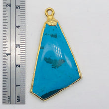 Load image into Gallery viewer, Turquoise Free-form Pendant | 1 3/4" Long | Blue/Gold | 1 Pendant