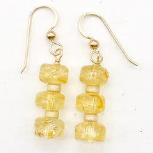 Load image into Gallery viewer, Fine Citrine Wheel Bead 14K Gold Filled Earrings | 1 1/2" Long |