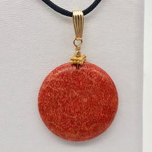 Load image into Gallery viewer, Big Cell Red Coral Disc & 14K Gold Filled Pendant | 30mm, 1.88" (long) |507287K - PremiumBead Alternate Image 8