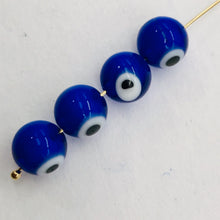 Load image into Gallery viewer, Four Lampwork Glass Eye Round | 8 mm | Dark Blue | 4 Beads |