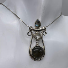 Load image into Gallery viewer, Quartz Labradorite Free Form Pendant | 2" Long | Blue Silver | 1 Pendant |