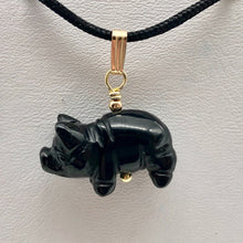 Load image into Gallery viewer, Black Obsidian Pig Pendant Necklace |Semi Precious Stone Jewelry|14k gf Pendant| - PremiumBead Alternate Image 9