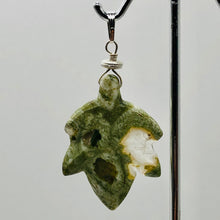 Load image into Gallery viewer, Ryolite Rain Tree Jasper Sterling Silver Leaf Pendant|2" Long |Green | 1 Pendant