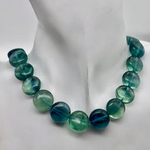 Load image into Gallery viewer, Rare Gem Quality Natural Blue Fluorite 15x8mm Coin Bead Strand | 27 Beads |