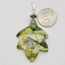 Load image into Gallery viewer, Ryolite Rain Tree Jasper Sterling Silver Leaf | 2 1/4" Long | Green | 1 Pendant