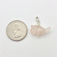 Load image into Gallery viewer, Pink Dinosaur Pendant Rose Quartz Triceratops Sterling Silver Pendant 509303RQS | 22x12x7.5mm (Triceratops), 6.8mm (Bail Opening), 1" (Long) | Pink - PremiumBead Alternate Image 4