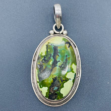 Load image into Gallery viewer, Green Turquoise Sterling Silver Native Oval Pendant | 2 1/4" Long | Green | 1 |