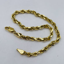 Load image into Gallery viewer, Rope 14K 3mm Diamond Cut Bracelet | 8" Long | Yellow Gold | 1 Bracelet |