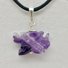 Load image into Gallery viewer, Amethyst Hand Carved Winged Dragon Sterling Silver Pendant | 1 3/16" | 509286AMS - PremiumBead Primary Image 1