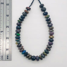 Load image into Gallery viewer, Opal Faceted Red Fire Roundel 4 1/4" Bead Strand | 4.5 mm | Black/Red | 39 Bead|