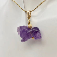 Load image into Gallery viewer, Amethyst Lion Pendant Necklace | Semi Precious Stone Jewelry | 14k Pendant - PremiumBead Alternate Image 6