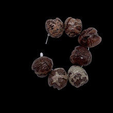 Load image into Gallery viewer, Carved Red Flower Apache Jasper Bug Bead Strand | 18x17x9mm | Pink Red Grey