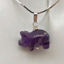 Load image into Gallery viewer, Piggie! Hand Carved Purple Amethyst Pig and Sterling Silver Pendant 509274DAMS - PremiumBead Alternate Image 3