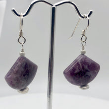 Load image into Gallery viewer, Natural Lepidolite Sterling Silver Earrings | 1 3/4" Long | Purple | Fan cut | - PremiumBead Alternate Image 2