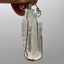 Load image into Gallery viewer, Kunzite Wire-Wrap Clear Crystal Sterling Silver Pendant | 2 1/4 Inch Long |