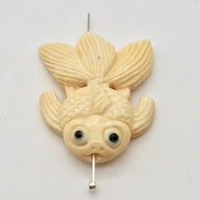Load image into Gallery viewer, Swim Carved Goldfish Koi or Carp Bone Bead 10749 | 36x30x6mm | Cream - PremiumBead Primary Image 1