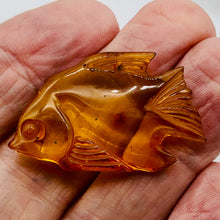 Load image into Gallery viewer, Amber carved Fish Worry-Stone | 39x25x7 mm | Orange | 1 Figurine
