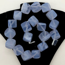 Load image into Gallery viewer, AAA Blue Chalcedony Diagonal Cut Cube Bead Half Strand | 18 Beads | 8x8x8mm |
