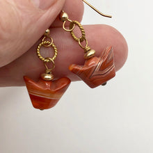 Load image into Gallery viewer, 14Kgf Chinese Money Symbol Red Sardonyx Earrings 503176 - PremiumBead Alternate Image 5