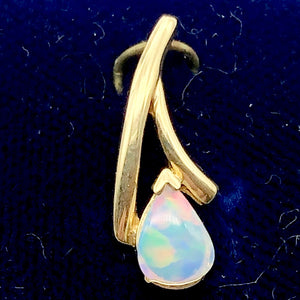 Red and White Fine Opal Fire Flash 14K Gold Pendant - PremiumBead Alternate Image 2