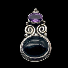 Load image into Gallery viewer, Stunning! ~Onyx & Amethyst Sterling Silver Pendant!