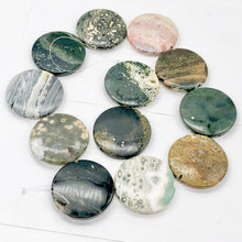 Load image into Gallery viewer, White Gray Green Gold Ocean Jasper Pendant Bead Strand| 36mm | 12 beads |