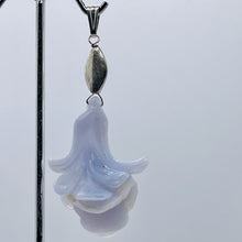 Load image into Gallery viewer, Chalcedony Sterling Silver Druzy Crystal Flower Pendant | 2 1/2" Long | Blue |