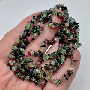 Fluorite Chip Bead Necklace | 30" Long | Pink Green| Aproxoximately 390 Beads |