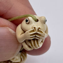 Load image into Gallery viewer, Carved/Etched No Evil Monkey | 2" Long | White Brown | 3 Pendant Beads |