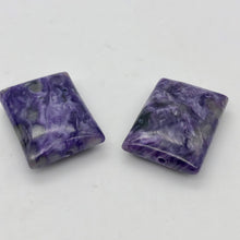 Load image into Gallery viewer, 80cts of Rare Rectangular Pillow Charoite Beads | 2 Beads | 26x19x8mm | 10871A - PremiumBead Primary Image 1