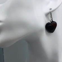 Load image into Gallery viewer, Red Amber Heart Sterling Silver Earrings | 1 1/4" Long | Red | 1 Pair |