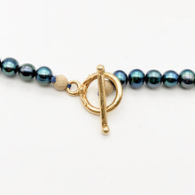 Load image into Gallery viewer, Dramatic Blue Rainbow Peacock Freshwater Pearl 14Kgf Necklace 18 1/2 inch