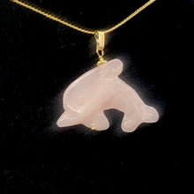 Load image into Gallery viewer, Rose Quartz Carved Dolphin 14K Gold Filled Pendant | 1.5 Inch | Pink |