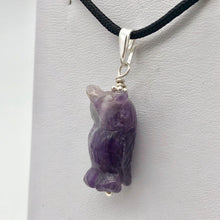 Load image into Gallery viewer, Amethyst Hand Carved Hooting Owl &amp; Sterling Silver 1 3/8&quot; Long Pendant 509297AMS - PremiumBead Alternate Image 2

