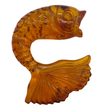 Load image into Gallery viewer, Leaping Carved Amber Fish | 32x25x9mm | Orange | 1 Figurine |