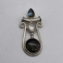 Load image into Gallery viewer, Quartz Labradorite Free Form Pendant | 2" Long | Blue Silver | 1 Pendant |