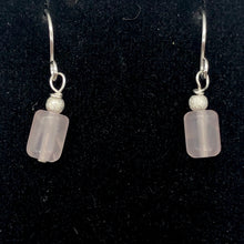 Load image into Gallery viewer, Madagascar Rose Quartz Tube Bead Sterling Silver Semi Precious Stone Earrings - PremiumBead Alternate Image 2