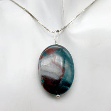 Load image into Gallery viewer, Rare Bloodstone Sterling Silver Oval Pendant with Wolf Head Image| 2 3/4" Long |