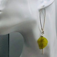 Load image into Gallery viewer, Korean Jade Carved Leaf Sterling Silver Drop Earrings | 3 1/4" Long | Green |